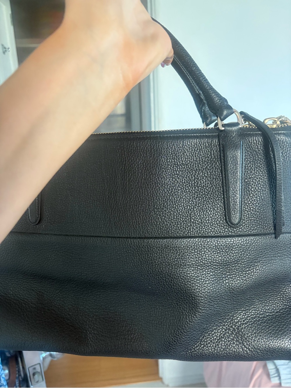Coach Black Pebbled Leather Tote with Gold Hardware - Picture 2 of 3